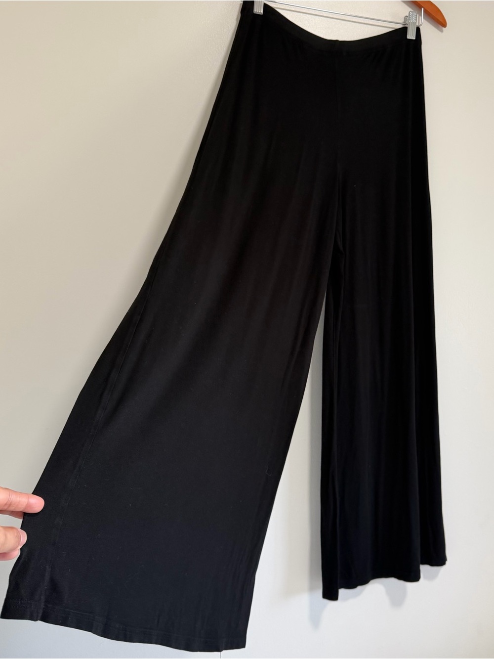 AND Black Wide Leg Pants Womens Size 28 High Waisted Flowy Palazzo Trousers